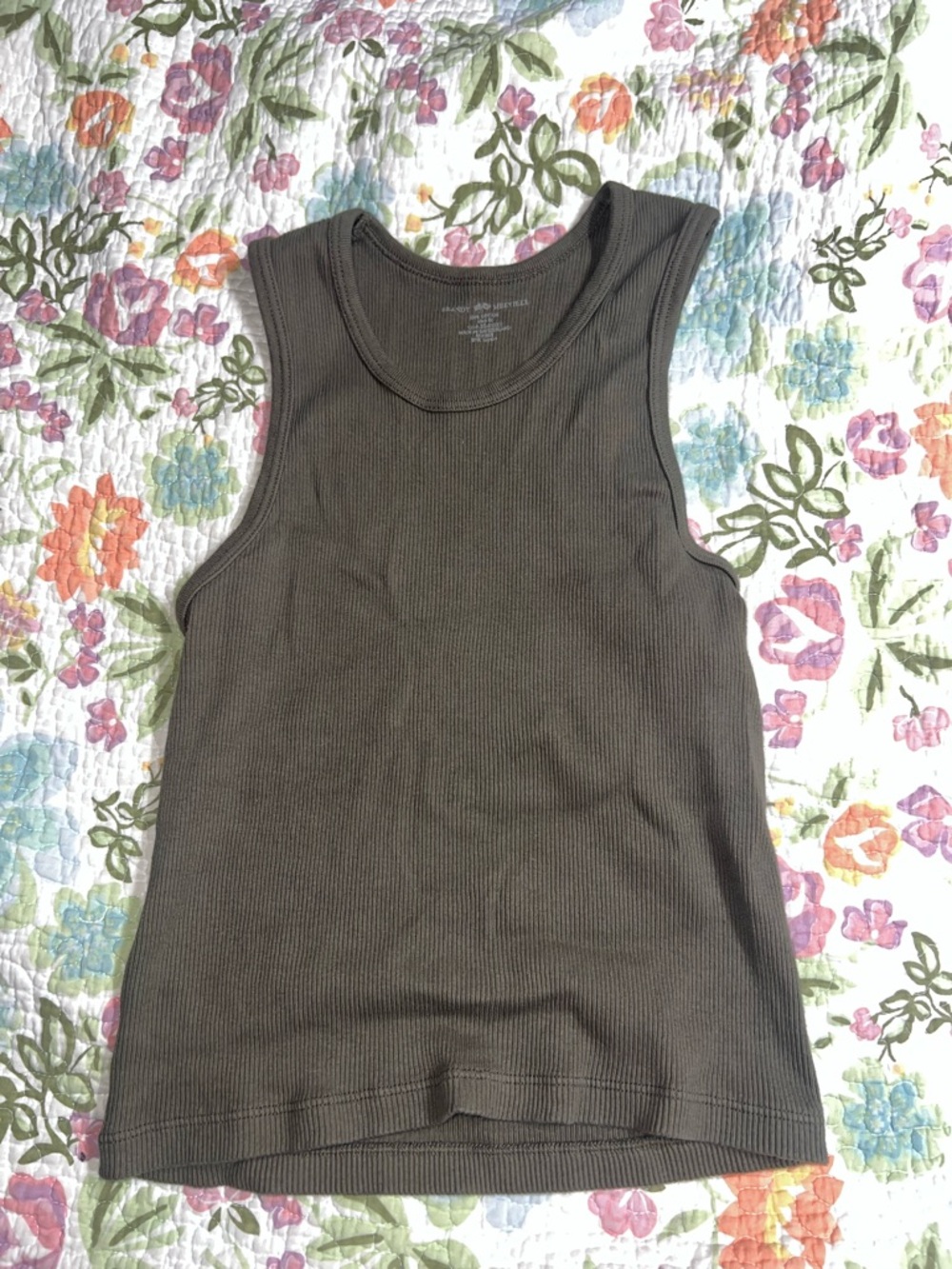 Women's Brandy Melville Olive Ribbed Tank Top